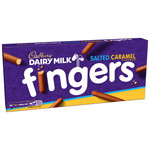 Cadbury Dairy Milk Fingers Salted Caramel Flavour Biscuits, 114g, pack shot 4, available at teas.co.uk