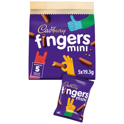 Cadbury Mini Fingers Multipack Chocolate Biscuits, 5 Biscuits 96.5g