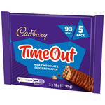 Cadbury Timeout Milk Chocolate Wafer Biscuit Bars Multipack, 5 x 18g, pack shot 4, available at teas.co.uk