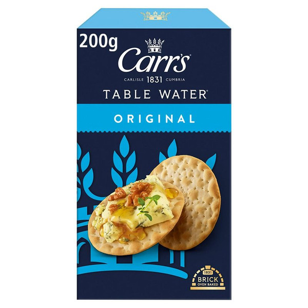 Carr's Table Water Large Crackers, 200g, front of pack, available at teas.co.uk