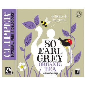 Clipper Organic Fairtrade Earl Grey Tea, 80 Unbleached Tea Bags 200g