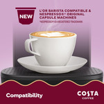 Costa Smooth Decaf Lungo Coffee, Nespresso Compatible, 10 Pods 52g, pack shot 3, available at teas.co.uk
