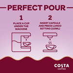 Costa Smooth Decaf Lungo Coffee, Nespresso Compatible, 10 Pods 52g, pack shot 5, available at teas.co.uk