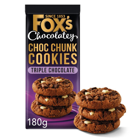 Fox's Chocolatey Choc Chunk Cookies Triple Chocolate, 180g
