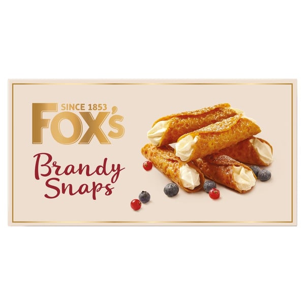Fox's Fabulous Brandy Snaps, 100g, front of pack, available at teas.co.uk