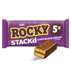 Fox's Rocky STACK'd Chocolate Cream Flavour Biscuit Bars Multipack, 5 x 25g