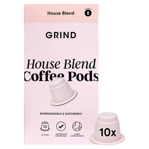 Grind House Blend Coffee Biodegradable & Sustainable, 10 Pods 52g