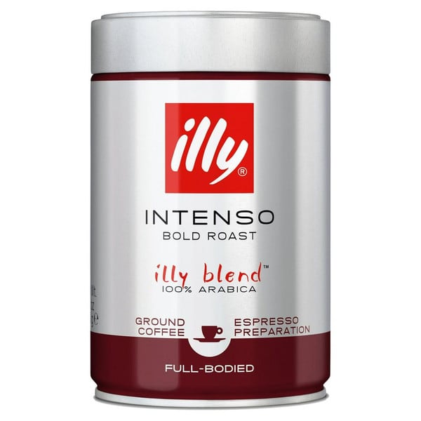 illy Espresso Dark Roast Ground Coffee, 250g, front of pack, available at teas.co.uk