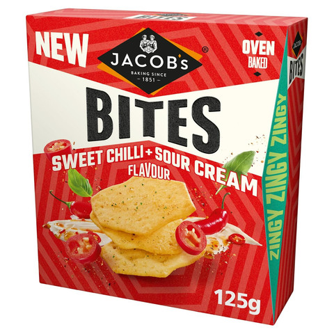 Jacob's Bites Sweet Chilli & Sour Cream Flavour Crackers, 125g