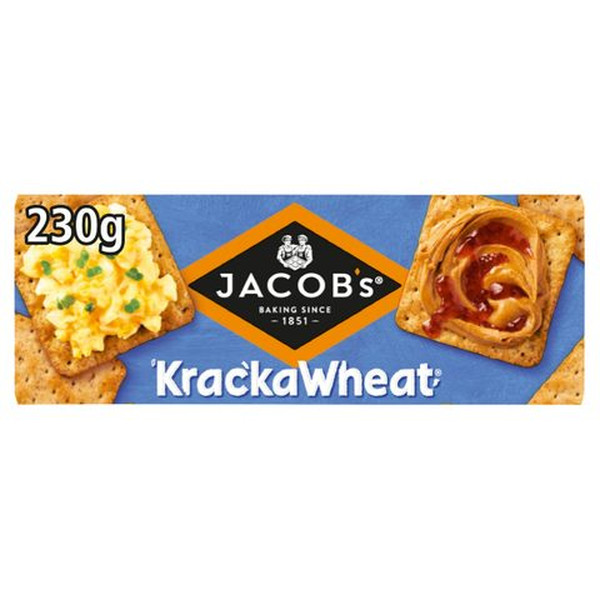 Jacobs Krackawheat Crackers, 230g, front of pack, available at teas.co.uk