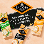 Jacob's Savours Bakes Salt & Cracked Black Pepper Crackers, 200g, pack shot 5, available at teas.co.uk