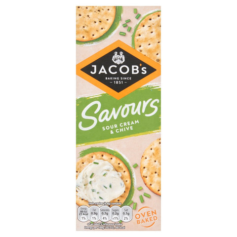 Jacob's Savours Thins, Sour Cream & Chive Crackers, 150g