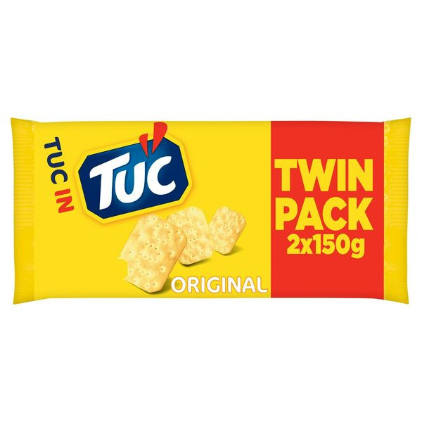 Jacob's TUC Original Crackers Twin Pack 2x150g, front of pack, available at teas.co.uk