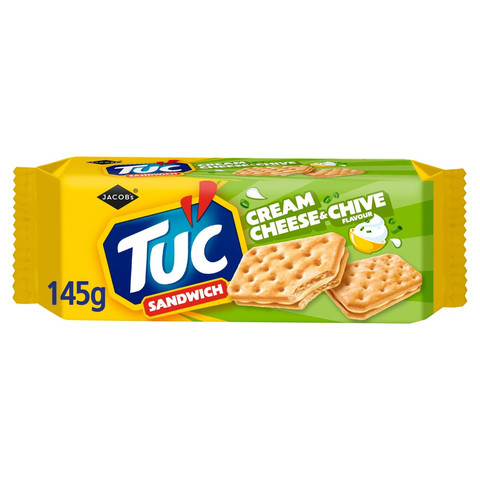 Jacob's Tuc Sandwich Cream Cheese & Chive Flavour Cracker, 145g