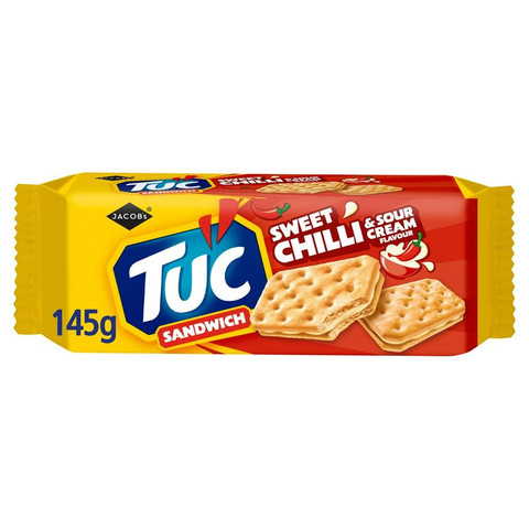 Jacob's Tuc Sandwich Sweet Chilli & Sour Cream Flavour Cracker, 145g