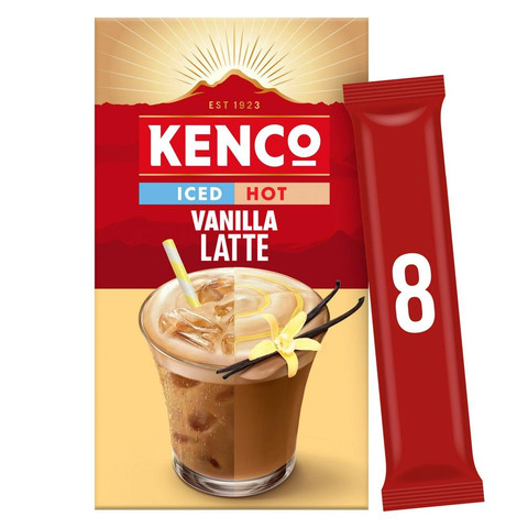 Kenco Iced Hot Vanilla Latte Instant Coffee, 8 Sachets