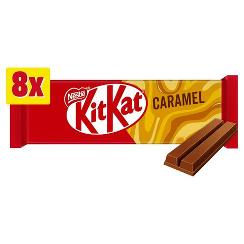 KitKat 2 Finger Caramel Milk Chocolate Biscuit Bars Multipack, 8 Pack 165.6g