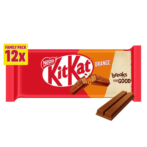 KitKat 2 Finger Chocolate Orange Biscuit Bars Multipack, 12 Pack 248.8g