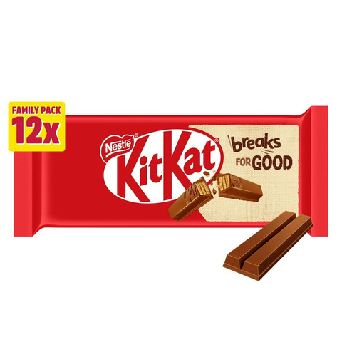 KitKat 2 Finger Milk Chocolate Biscuit Bars Multipack, 12 Pack 248.8g