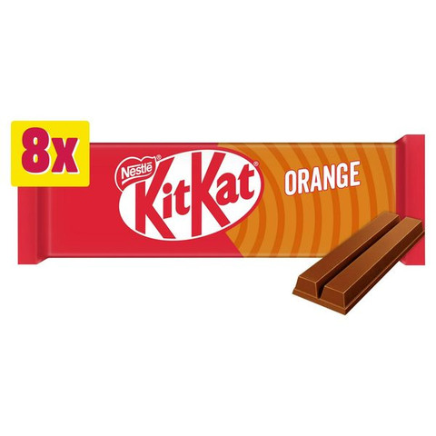 KitKat 2 Finger Orange Chocolate Biscuit Bar Multipack, 8 Pack 165.6g