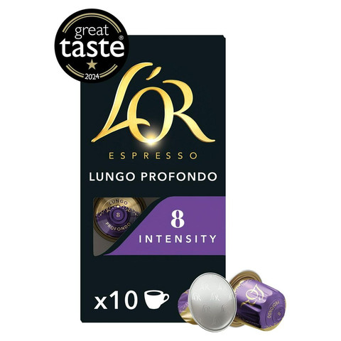 L'Or Nespresso Compatible Espresso Lungo Profondo Aluminium Coffee Intensity 8, 10 Capsules