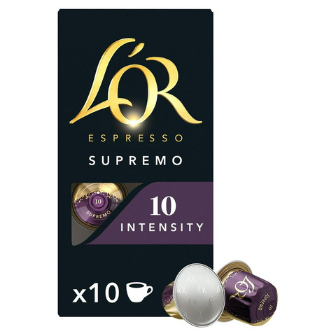 L'Or Nespresso Compatible Espresso Supremo Aluminium Coffee Intensity 10, 10 Capsules