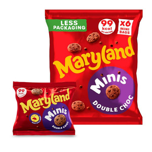 Maryland Minis Double Chocolate Chip Cookies Mini Bags Multipack, 6 Pack 118.8g