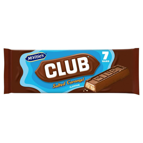 McVitie's Club Salted Caramel Flavour Biscuit Bars Multipack, 7 x 22g