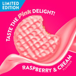 McVitie's Digestive Pink Raspberry & Cream Flavour, Limited Edition, 232g, pack shot 4, available at teas.co.uk