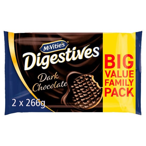 McVitie's Digestives Dark Chocolate Twin Pack Biscuits, 2 x 266g 532g