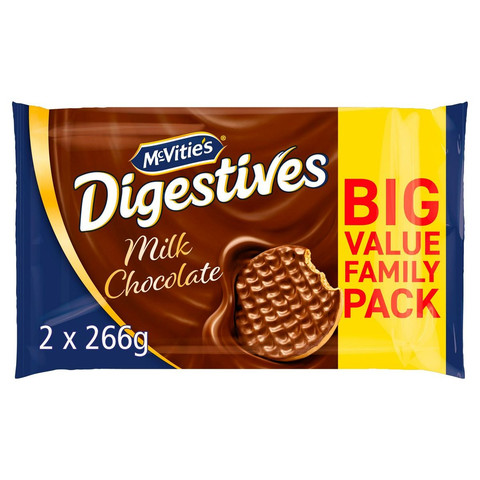 McVitie's Digestives Milk Chocolate Twin Pack Biscuits, 2 x 266g 532g