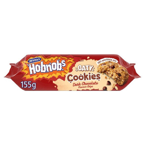 McVitie's Hobnobs Biscuits Oaty Cookies Dark Chocolate, 155g