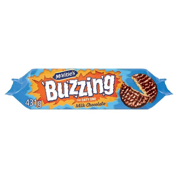 McVitie's Hobnobs Milk Choc Jumbo Pack Biscuits, 431g, front of pack, available at teas.co.uk