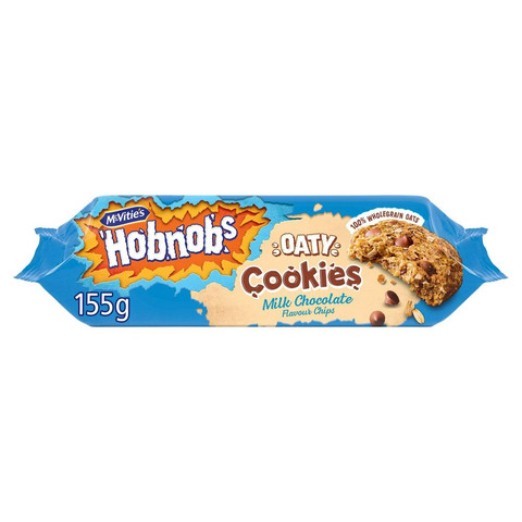 McVitie's Hobnobs Milk Chocolate Flavour Chips Oaty Cookies, 155g