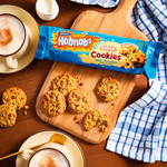 McVitie's Hobnobs Milk Chocolate Flavour Chips Oaty Cookies, 155g, pack shot 4, available at teas.co.uk