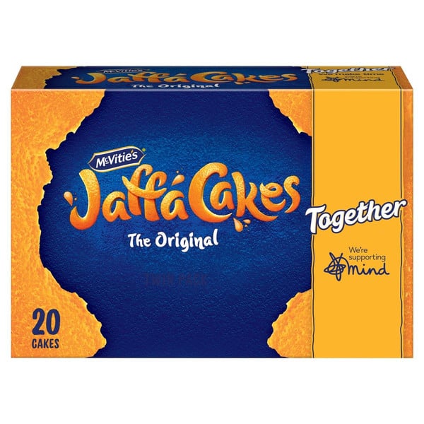 McVitie's Jaffa Cakes Original Biscuits Twin Pack, 220g, front of pack, available at teas.co.uk