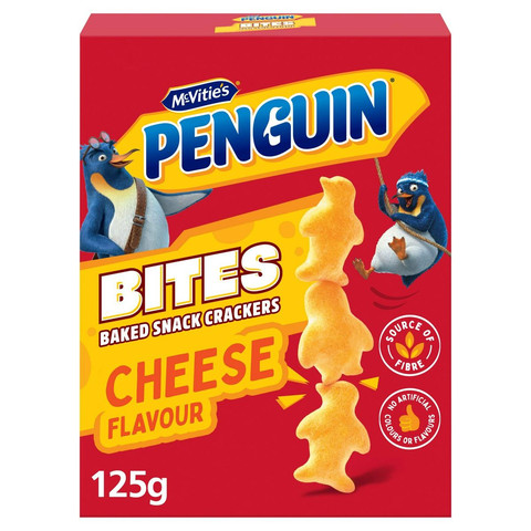 McVitie's Penguin Cheese Flavour Bites Baked Snack Crackers, 125g