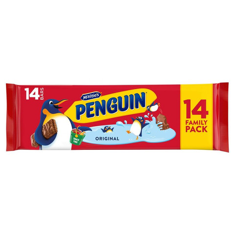 McVitie's Penguin Original Chocolate Flavour Cream Filled Biscuit Bars, 14 Bars 344.4g