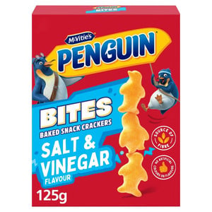 McVitie's Penguin Salt & Vinegar Flavour Bites Baked Snack Crackers, 125g