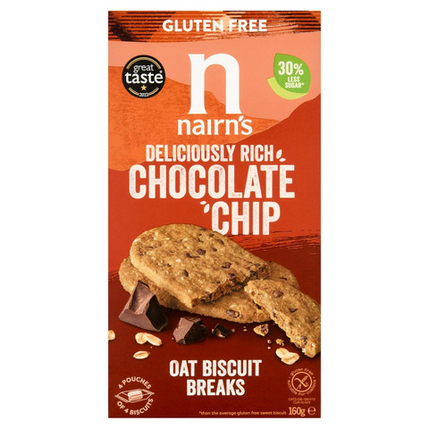 Nairn's Gluten Free Biscuit Breaks - Oats & Chocolate Chip, 160g