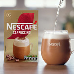 Nescafe Cappuccino Instant Coffee, 7 Sachets, pack shot 3, available at teas.co.uk