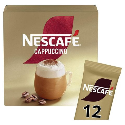 Nescafe Cappuccino Instant Coffee Sachets, 12 Sachets 186g
