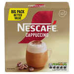 Nescafe Cappuccino Instant Coffee Sachets, 12 Sachets 186g, pack shot 2, available at teas.co.uk