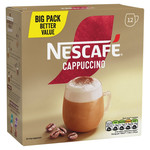 Nescafe Cappuccino Instant Coffee Sachets, 12 Sachets 186g, pack shot 3, available at teas.co.uk