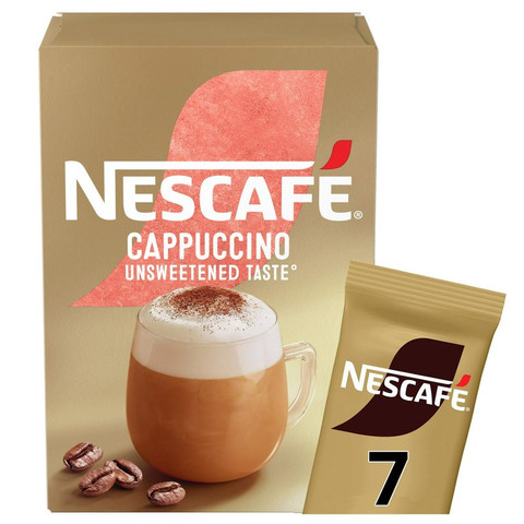 Nescafe Cappuccino Unsweetened Taste Instant Coffee Sachets, 7 Sachets 99.4g