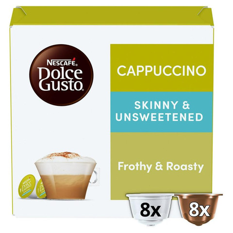 Nescafe Dolce Gusto 16 x Cappuccino Skinny & Unsweetened Coffee (8 Servings)