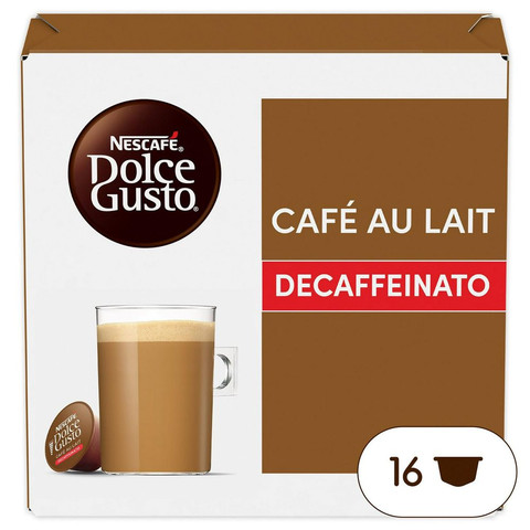 Nescafe Dolce Gusto Cafe Au Lait Decaffeinato Coffee (16 Servings), 16 Pods