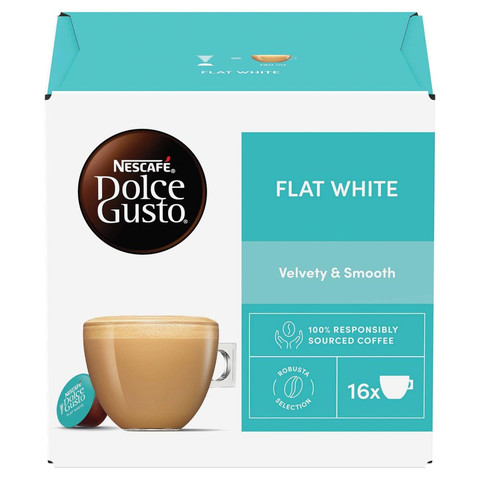 Nescafe Dolce Gusto Flat White Coffee (16 Servings), 16 Pods