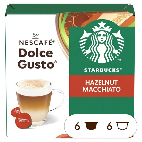 Nescafe Dolce Gusto Starbucks Hazelnut Macchiato 100% Arabica Coffee, 123g