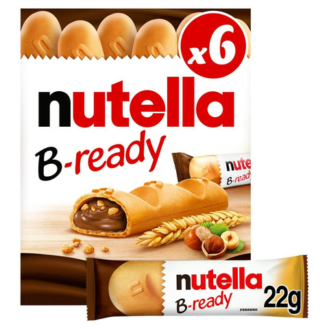 Nutella B-ready Chocolate Hazelnut Biscuit Snack Bars Multipack 6x22g
